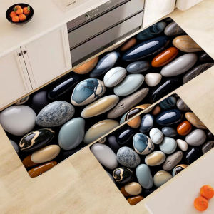 VIKAMA Luxury Purple Crystal Pebble Bathroom Mat Non-Slip Quick Dry Runner Rug for Shower Sink Foot Massage Floor Carpet