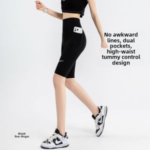 High Waist Thin Yoga Pants Womens Summer Tightening Abdomen Boosting Hip Pocket Sports Bottoms Large Size Outdoor Wear