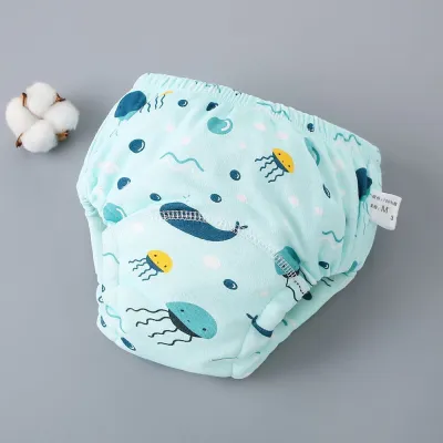 Reusable Soft Cotton Baby Breathable Diapers Pee Shorts Toddler Potty Training Pants Underwears for Boys & Girls Baby Nappies