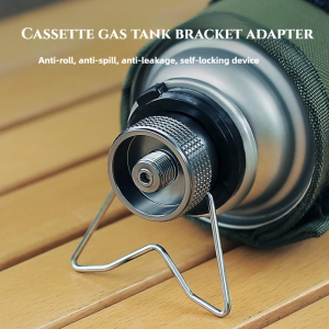 Butane Adapter With Bracket Outdoor Butane Gas Conversion Joint Camping Stove Adapter Screw Valve Output Nozzle Bottle Adapter