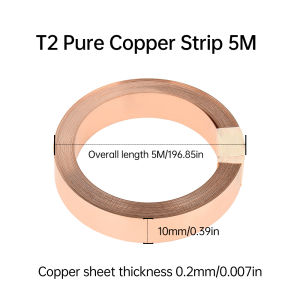 T2 Pure Copper Strip/Nickel Plated Copper Strip 5M 10M for 18650 26650 21700 Lithium Battery Pack Spot Welding Strip 0.15mm/0.2m