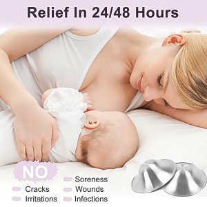 SG Womans Silver Nursing Cups 1 Pair (2 Sizes) Breast Shields Heal Soothe & Protect Nipples For Breastfeeding