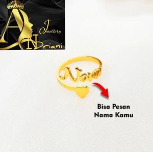 Cincin Nama titanium Anti karat Custom lapis emas aksesoris fashion