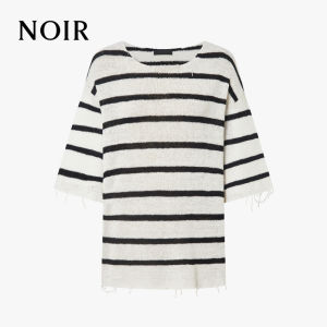 MO&Co. | NOIR Series Summer New Silk and Linen Hemmed Striped Knitwear