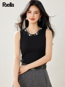 puella | Sleeveless Vest-style Knit Top with Beads