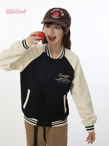 Gbiaior | American Embroidered Colorblock Baseball Jacket College Style Street Fashion Hoodie