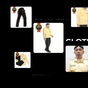Setelan Satpam UMKM Production - Polo Shirt Krem & Celana Hitam Bahan Sutra Gaya Casual