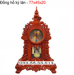 Đồng Hồ kỳ Lân gỗ hươngĐồng hồ để bànđồng hồ phòng khách cỡ kích thước là cao 77cm rộng 46cm sâu ngang 20cm