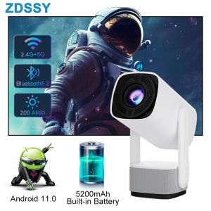 [Auto Focus] ZDSSY K2 Mini Projector with WiFi and Bluetooth Built-in Battery Smart Projector with  speaker Android 11 OS 270° Rotation & Auto Keystone Outdoor Portable Movie Projector 1080P Support for HDMI/USB/Laptop