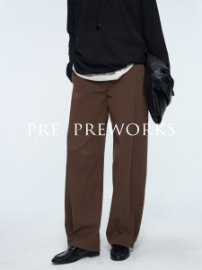 Lightweight Minimalist Free Deconstruction 3D Split Casual Straight Leg Wide Leg Pants PRE PREWORKS Commute Style Natural Waist Long Pants