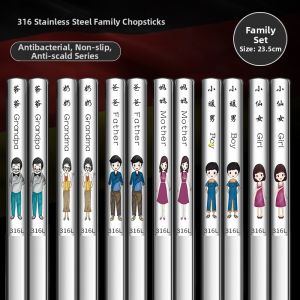 XIAOCHUSHU | High Quality Personalized Food Grade 316 Stainless Steel Chopsticks Anti-Slip