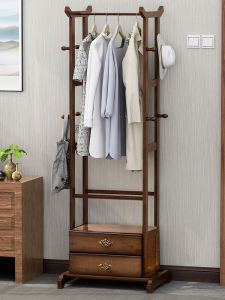 ตู้เสื้อผ้าแบบมีโครงสร้างไม้เนื้อนุ่มสไตล์จีนใหม่สำหรับใช้ในบ้าน เรียบง่ายและใช้งานได้หลากหลาย สำหรับห้องนอน ห้องนั่งเล่น ตู้เสื้อผ้าแบบแขวนตัว