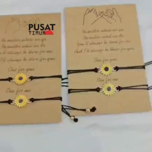 2 Pcs Gelang Tali Persahabatan Aksen Bunga Matahari Model Sederhana Couple Pasangan Sahabat | PUSAT TIMUR