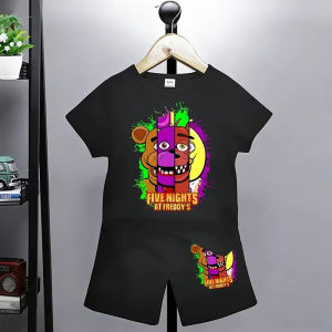 Summer Tshirt Kids Five Nights T-shirt Set Boys Clothing At Freddys Short Sleeve 3-12 Girls Cartoon Animal Print