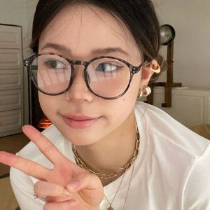 Removable Lens Black Frame Blue Light Blocking Glasses Frame Fashionable Student Glasses Photography Frame Face Slimming Rivet