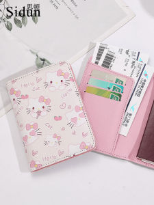 Travel Passport Holder Womens Cartoon Kitty Protective Cover Document Storage Bag Soft PU Leather Vertical Shape for Youth