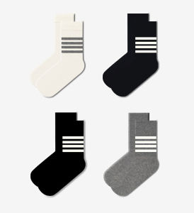 TB Spring Autumn Stripe Socks Men Women Mid-Calf Trendy Korean Style Casual Popular INS JK Long Socks Cotton Moisture Wicking