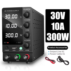 🔥PH Local Stock🔥KUAIQU 24 volt Lab DC Power Supply DC 30V 10A Adjustable Voltage Stabilizer Bench Source for pc mobile phone repairelectroplating tattoo SPS-C3010S