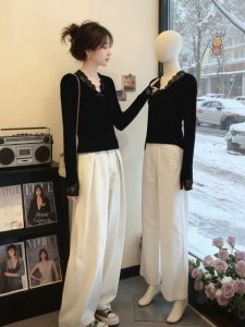 HUOLISI | Chic Elegant Lace V-neck Sweater