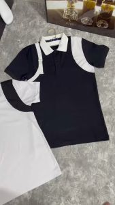 Áo thun nam cổ trụ tay ngắn vải cotton co giãn phối hoạ tiết vai dây kéo trẻ trung sang trọng mẫu-ATC77SHOP