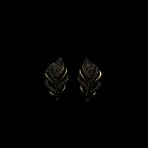 Huitan Temperament Womens Leaf Earrings Bling Bling CZ Stone Gold Color Luxury Elegant Female Wedding Earrings Trendy Jewelry