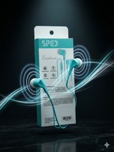 SPEED Earphones Teal Blue In-Ear Wired Headphones with Noise Isolation and Comfort Fit for Music and Calls.