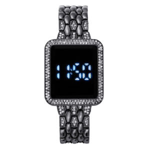 Luxury Rhinestone Digital Watch for Women Simple Touch Screen LED Watch Fashion Steel Strap Rose Gold Ladies Watch Reloj Mujer