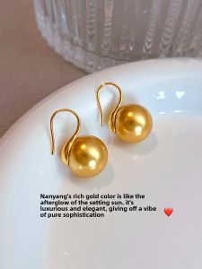 YISHU | Golden Classic Large Pearl Earrings 14mm