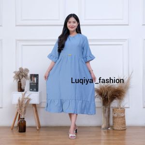 Daster Polos Busui Steling Home Dress Rampe Dress Wanita Friendly Daster Andin Dress Dewasa Daster Polos Wanita Daster Terbaru Murah Daster Polos Viral Kekinian Daster Luqiya Polos Lengan 3/4 Terbaru