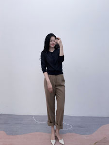 เสื้อคาร์ดิแกนถักบาง คอตั้ง ระบายอากาศได้ดี ผ้าไหม ผ้าฝ้าย ผ้าโพลีเอสเตอร์ ทรงหลวม ปกติ แขนยาว ปกติ สำหรับผู้หญิง