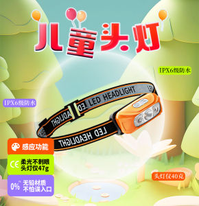 Ultra-Light Soft Light Childrens Headlamp Outdoor Exploration LED Camping Lamp Mini Smile Shark Adjustable Headband Waterproof