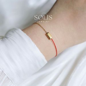 Lucky Chain Bracelet •  Gold Brick with Red Rope • 18K Gold Plated Waterproof Non-Fade • 316L Stainless Titanium Steel Bracelets For Women Men Couple  BR422
