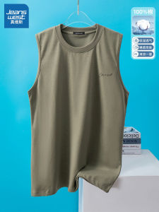 Jeanswest Pure Cotton Vest Mens Summer 2025 New Retro Versatile Casual Sports Shoulder T-Shirt Breathable Moisture-Wicking