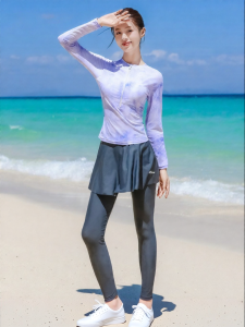 XTEP | Sleeved Panty Swimsuit Female Conservative Tummy Cover