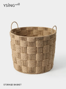 YSINGHOME | Round Retro Woven Laundry Basket