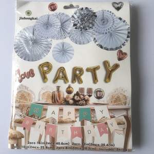 PAPER FAN SET GOLD SILVER Isi 8 / Paper Fan Kertas Set Dekorasi Ulang Tahun