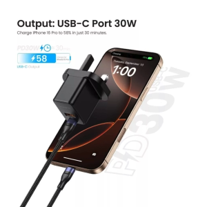 ALPHA·X VC-AC30W09 Dual Port Fast Charging Charger Adapter USB-C & L Cable/Type-C & L