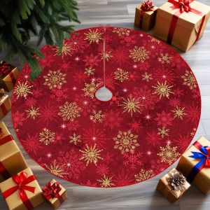 VIKAMA Christmas And New Year Red Snowflake Tree Skirt - Festive Decoration Durable Suitable For Both Indoor And Outdoor Use