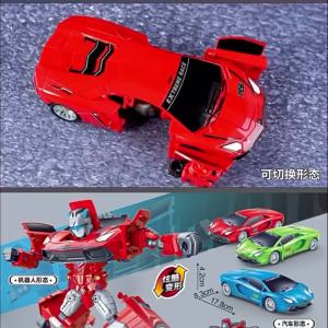 Childrens Mini Transformation Robot Model Toys Comic Brothers Anime Transformation Men Inertial Police Car Mecha Gift
