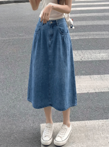 AIYITI | Chân Váy Jeans Phong Cách Retro Giúp Giảm Cân Che Mông