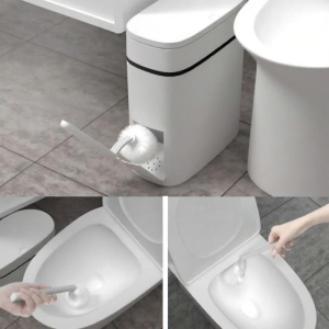 Integrative Narrow Toilet Brush and Bin Set
