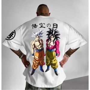 Dragon Ball 2025 Summer Mens T-Shirt Loose Version Streetwear Super Saiyan Animation Printing Casual Original Parent Child Top