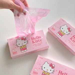 Sanrio | 50pcs Cute Hello Kitty Disposable Garbage Bags Portable Pink Vest Type Trash Bags for Car Desktop