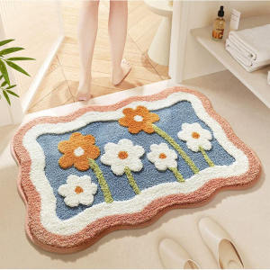 Bathroom Floor Mat Cute Flower Soft Absorbent Non-Slip Bath Rug - 5 Styles(40*60cm)