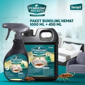 Paket Hemat Seroxil - Pembasmi Tungau Tumila Kutu Busuk Kasur Sofa Ampuh - Spray 470ml + Jerigen 1000ml