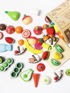 Kids Toy Birthday Gift Box Growing Play House Cutting Fruit Vegetable Beech Wooden Childrens Gift Yw