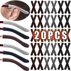 20/2PCS Knitted Eyeglasses Anti-slip Sets Soft Cotton Fabric Frame Leg Glasses Retainer Cushion Ear Sock Sleeve Comfort Eyewear