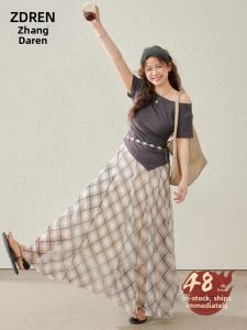 ZHANGDAREN | Bộ Quần Áo Nữ Dành Cho Người Mập Gồm Áo Thun và Chân Váy