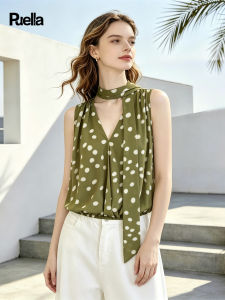 puella | Slimming French Style V-Neck Polka Dot Halter Vest
