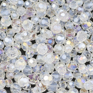 Faceted Round Austrian Crystal Glass White AB Spacer Loose Beads 3/4/6/8/10MM For Jewelry Making DIY Bracelet Necklaces Earrings